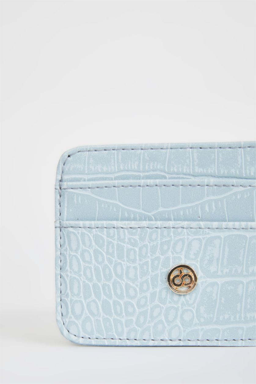 WOMAN Blue Women's Faux Leather Croco Card Holder