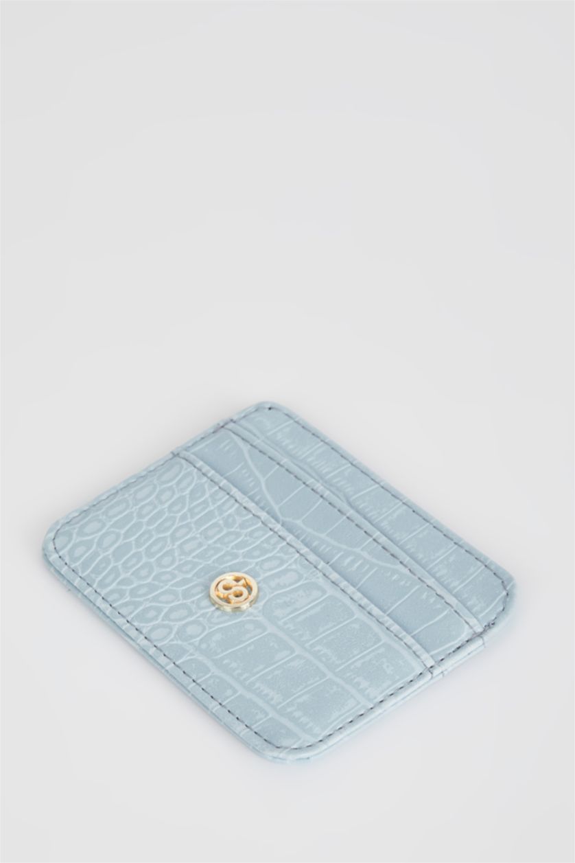 WOMAN Blue Women's Faux Leather Croco Card Holder