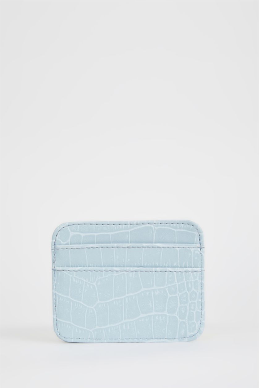 WOMAN Blue Women's Faux Leather Croco Card Holder