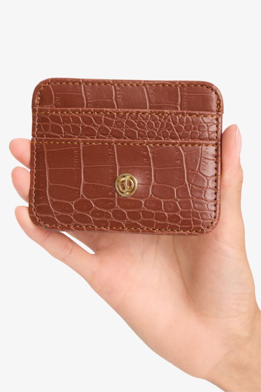 Women Tan Woman Business Card Wallet