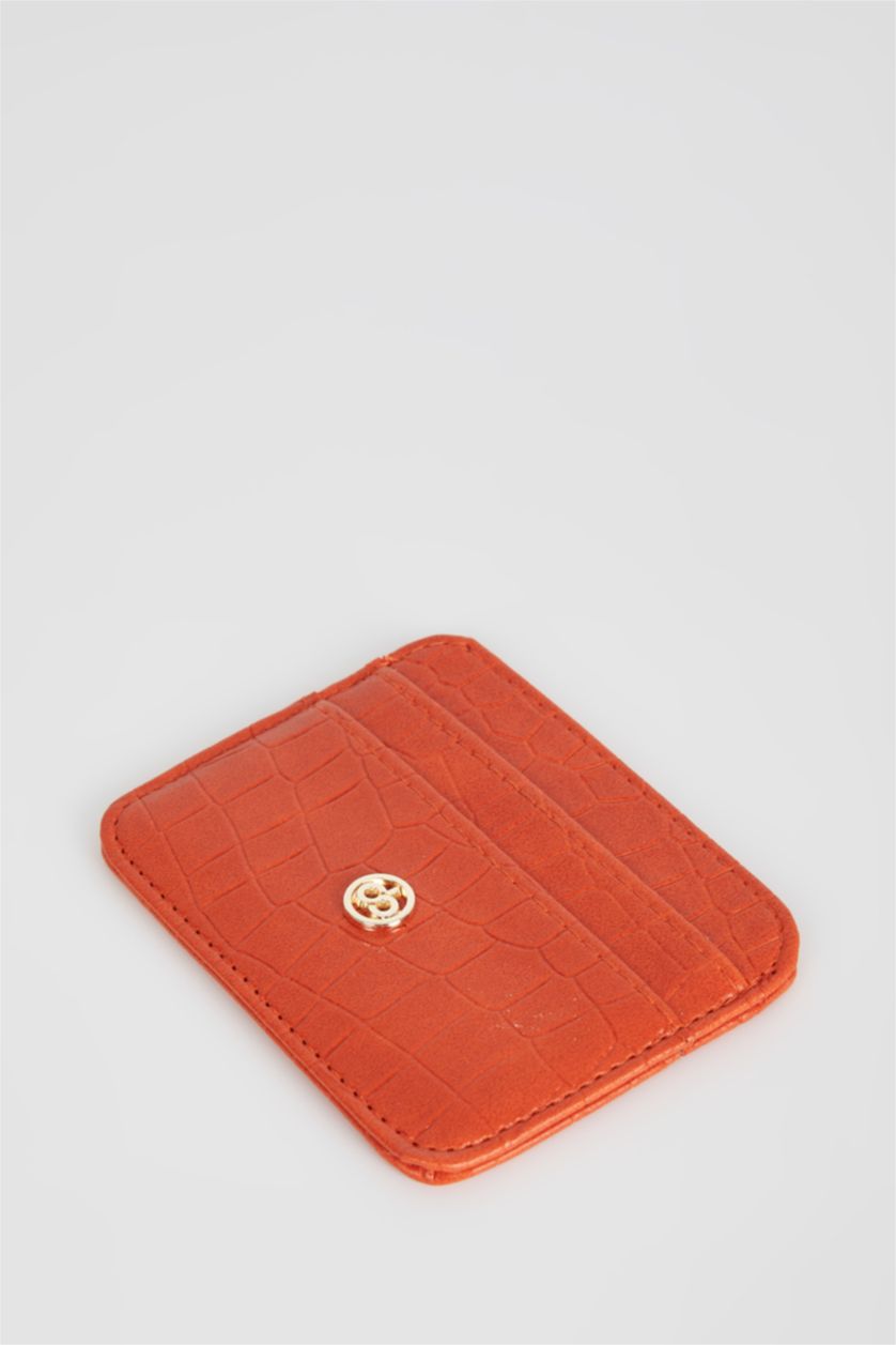 Woman Orange Women's Faux Leather Croco Card Holder