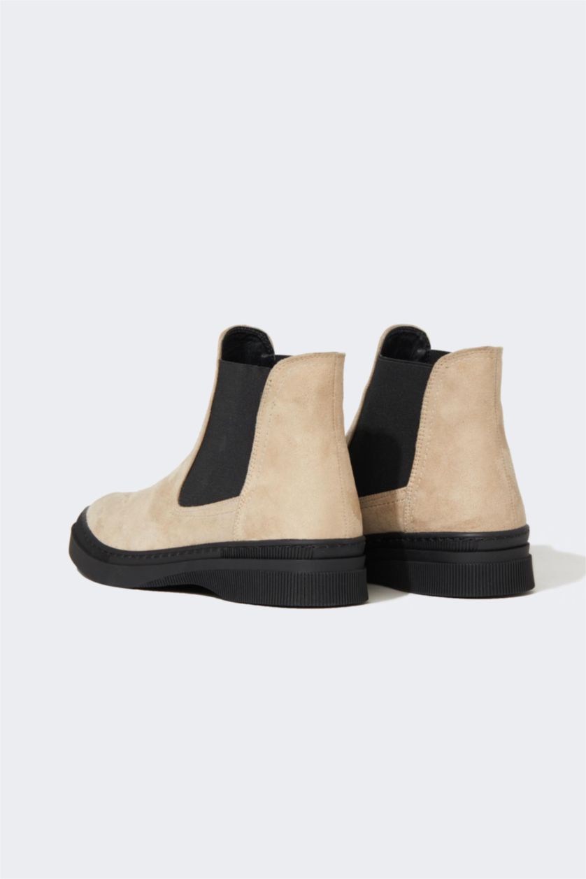 WOMAN Stone Women's Slip On Thick Sole Chelsea Faux Leather Boots