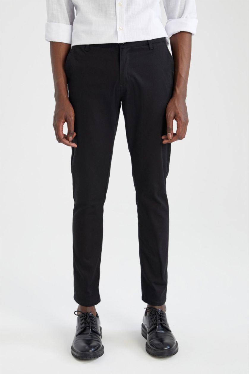 MAN Black Slim Fit Ankle Gabardine Chinos