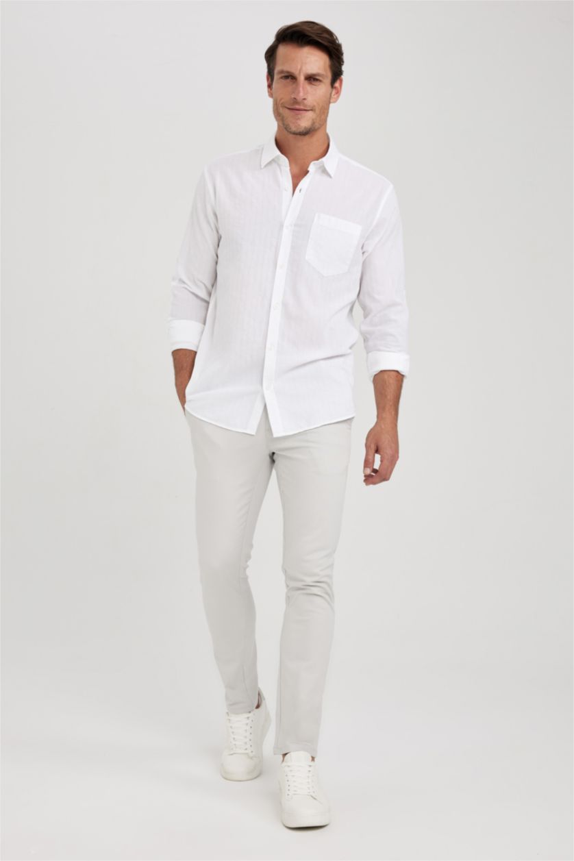 HOMME Beige Pantalon Chino Coupe Slim