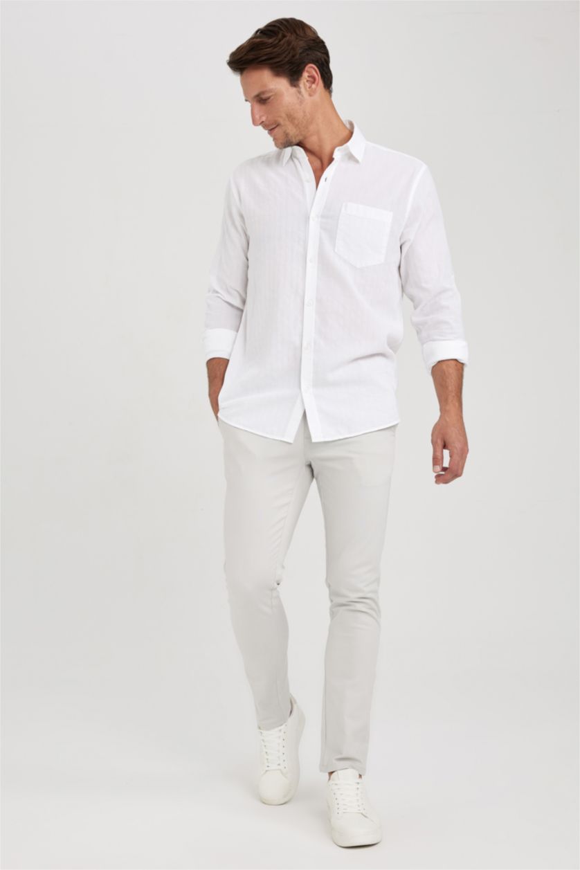 HOMME Beige Pantalon Chino Coupe Slim