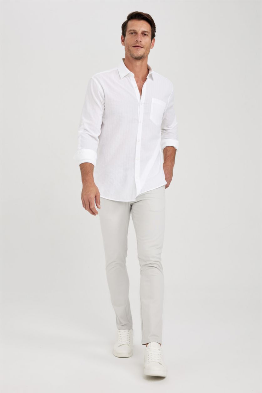 HOMME Beige Pantalon Chino Coupe Slim