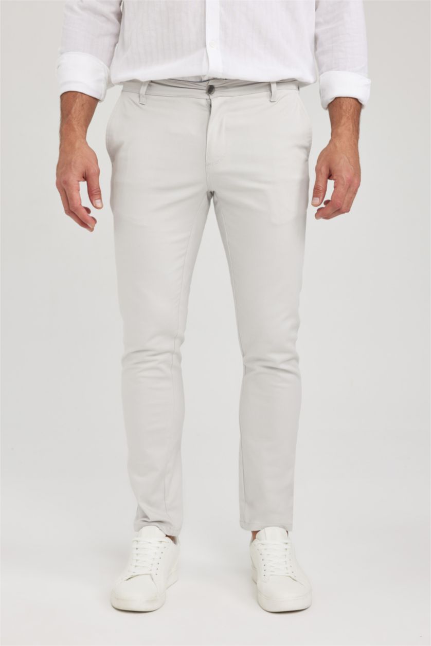 HOMME Beige Pantalon Chino Coupe Slim