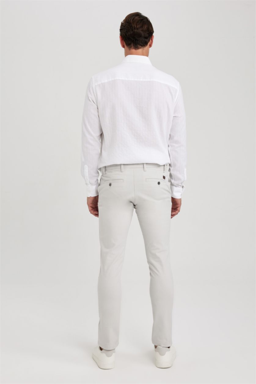 HOMME Beige Pantalon Chino Coupe Slim