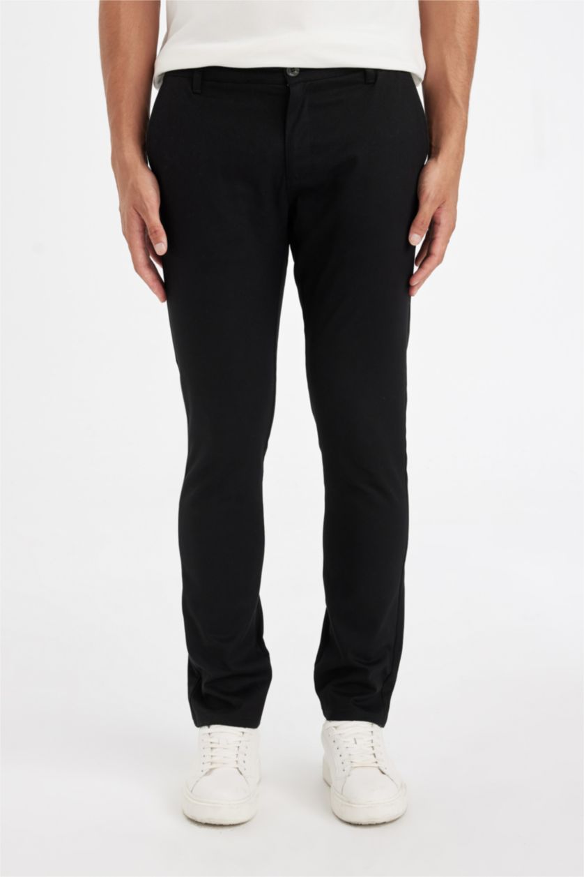 Erkek Siyah Yazlık Chino Kanvas Pantolon Slim Fit Dar Kesim 4 Cepli Pamuklu Gabardin Esnek Dar Paça