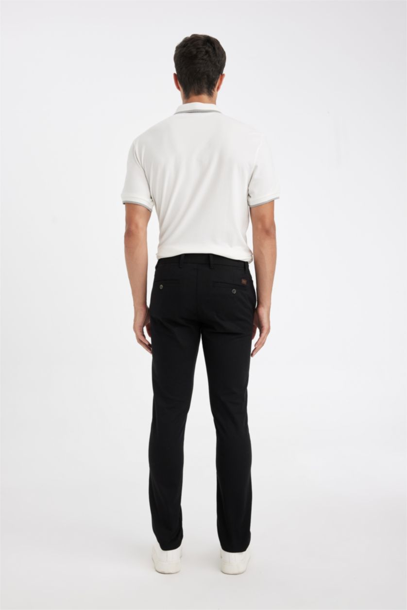 Erkek Siyah Yazlık Chino Kanvas Pantolon Slim Fit Dar Kesim 4 Cepli Pamuklu Gabardin Esnek Dar Paça