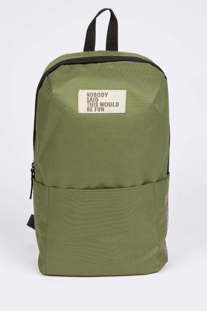 Erkek Çocuk - Genç Erkek Haki Erkek Çocuk Yazı Baskılı Okul Sırt Çantası