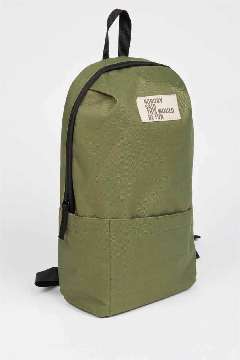 Erkek Çocuk - Genç Erkek Haki Erkek Çocuk Yazı Baskılı Okul Sırt Çantası