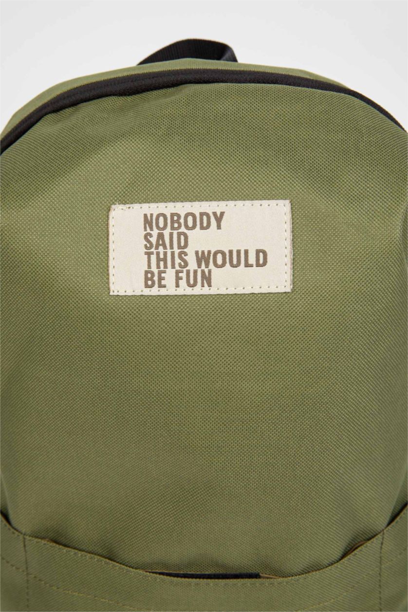 Erkek Çocuk - Genç Erkek Haki Erkek Çocuk Yazı Baskılı Okul Sırt Çantası