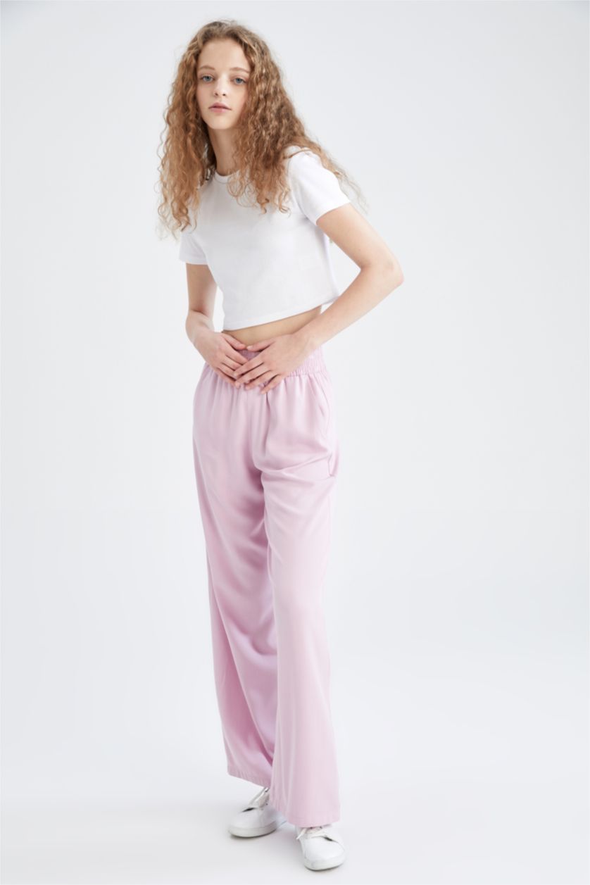FEMME Rose Pantalon large en viscose