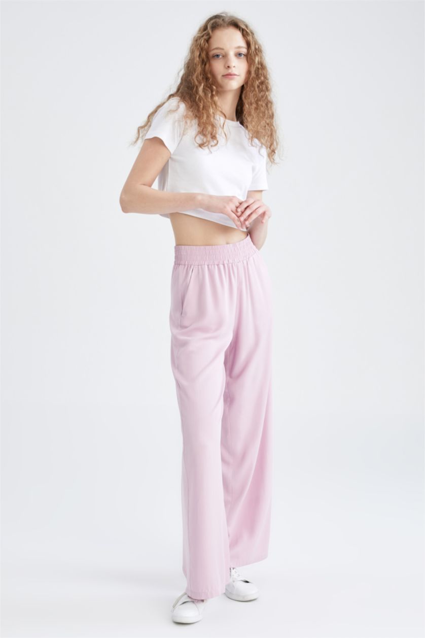 FEMME Rose Pantalon large en viscose