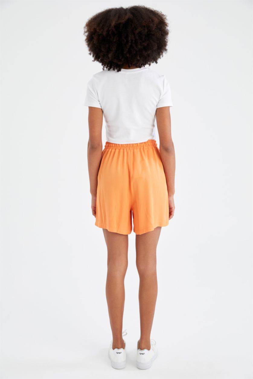FEMME Orange Short en viscose à poches coupe décontractée