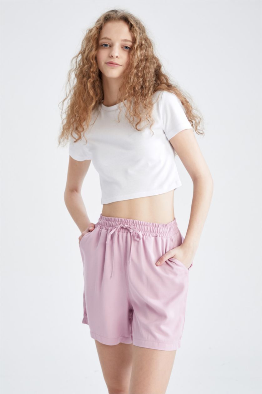 FEMME Rose Short en Viscose Taille normale à Coupe décontractée