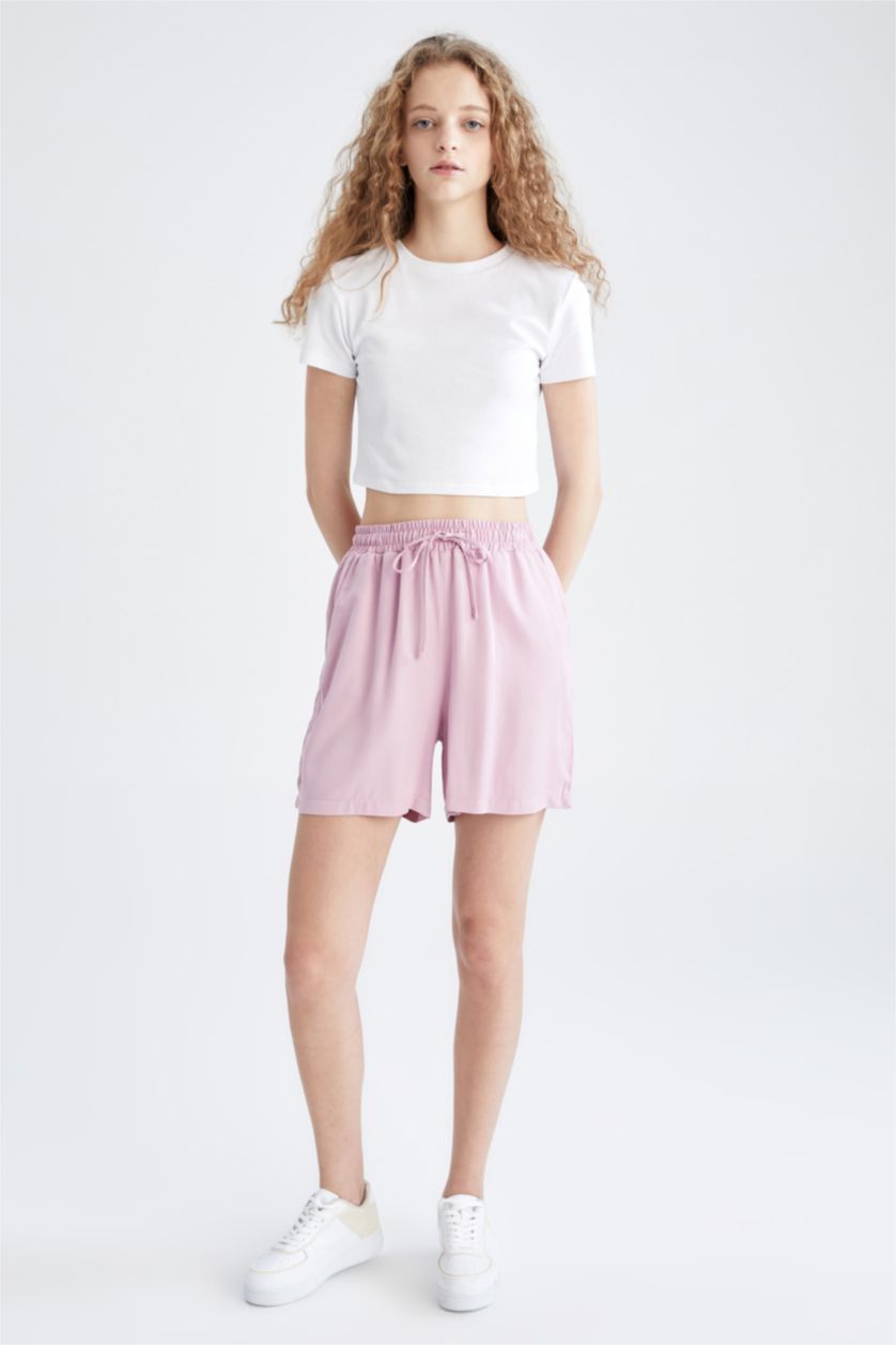 FEMME Rose Short en Viscose Taille normale à Coupe décontractée