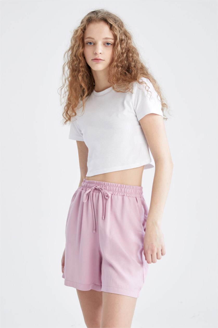 FEMME Rose Short en Viscose Taille normale à Coupe décontractée