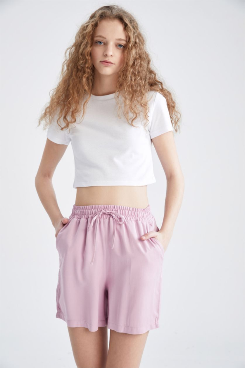 FEMME Rose Short en Viscose Taille normale à Coupe décontractée