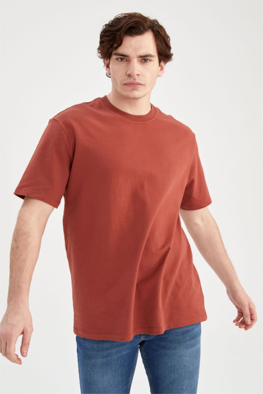 رجال خمري تي شيرت بأكمام قصيرة وياقة دائرية من تناسب راحة