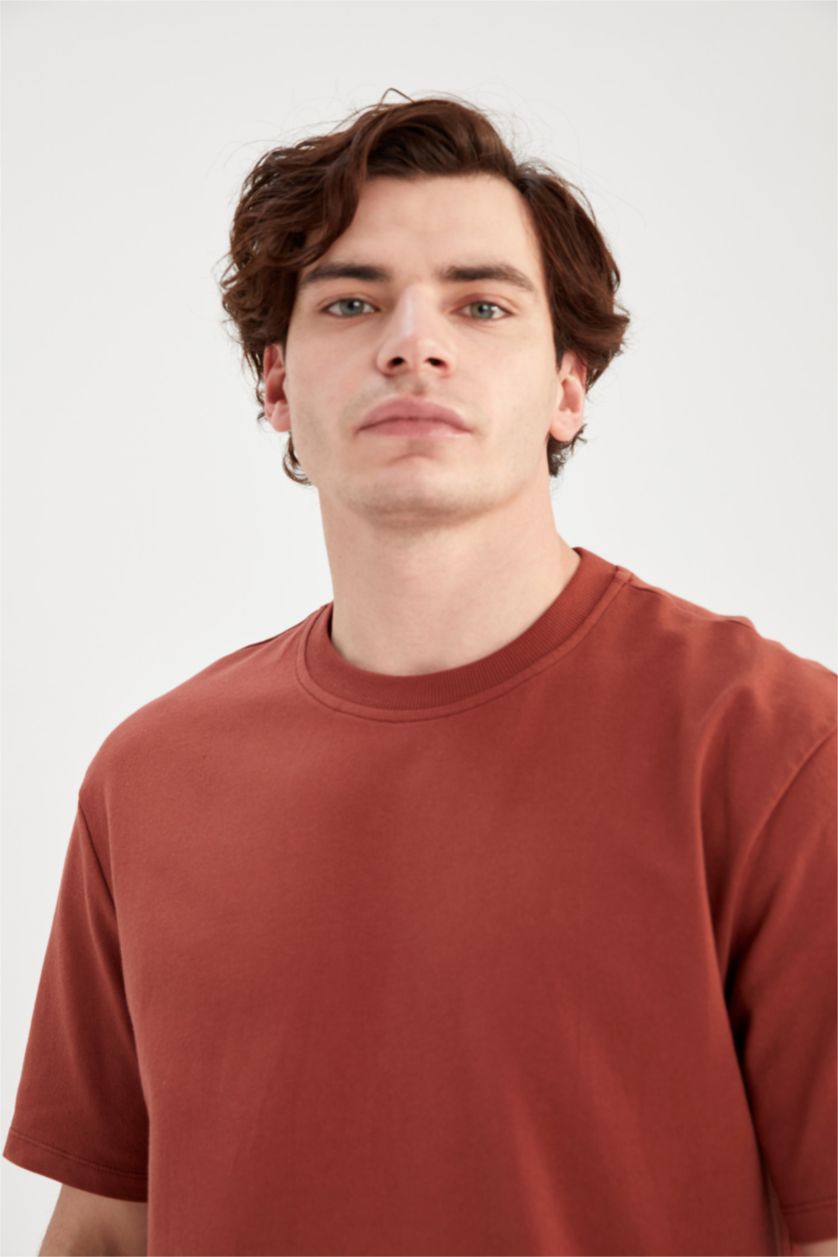 رجال خمري تي شيرت بأكمام قصيرة وياقة دائرية من تناسب راحة