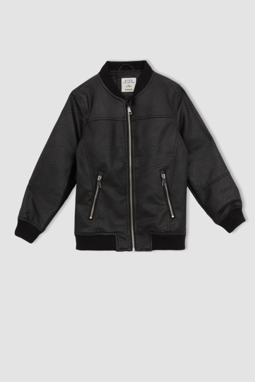 أولاد أسود جاكيت ولادي جلد صناعي