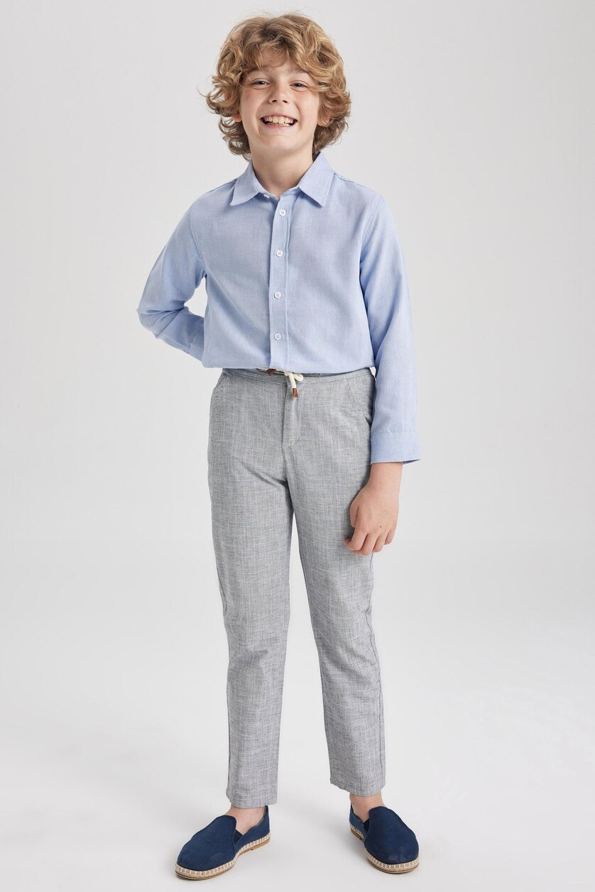 أولاد أزرق فاتح Boys Long Sleeve Oxford Shirt