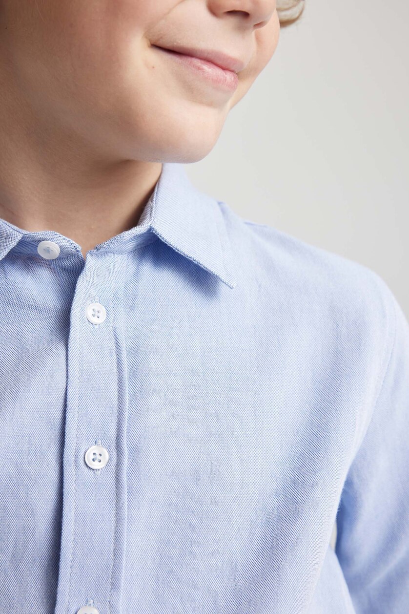أولاد أزرق فاتح Boys Long Sleeve Oxford Shirt