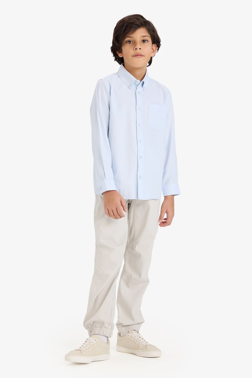 أولادي أزرق فاتح قميص أكسفورد كم طويل أولادي