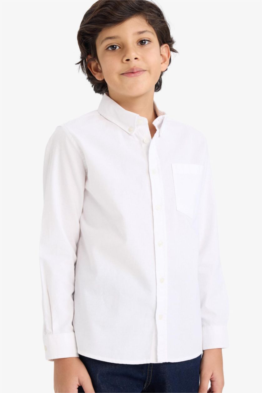 BOYS & TEENS White Regular Fit Long Sleeve Shirt