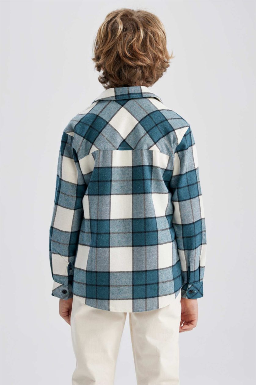 BOYS & TEENS Mint Boys Oversize Fit Checkered Long Sleeve Flannel Shirt