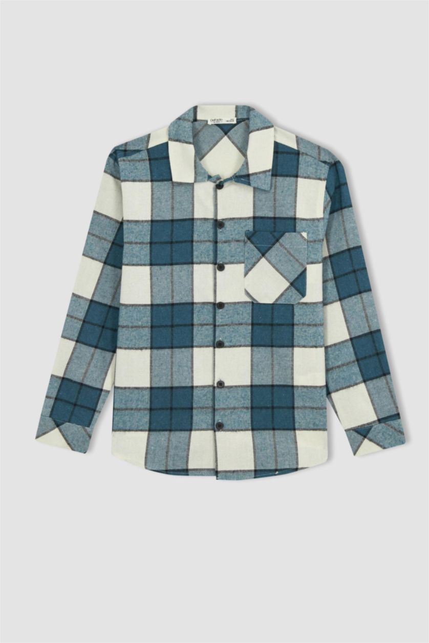 BOYS & TEENS Mint Boys Oversize Fit Checkered Long Sleeve Flannel Shirt