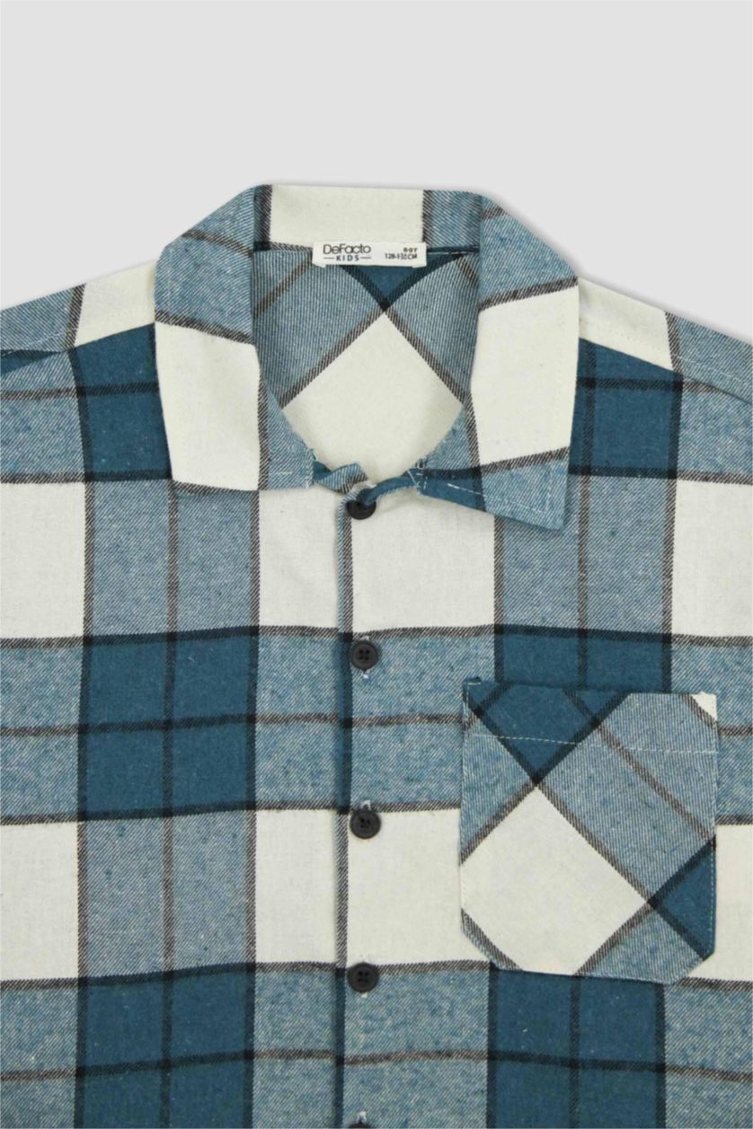 BOYS & TEENS Mint Boys Oversize Fit Checkered Long Sleeve Flannel Shirt