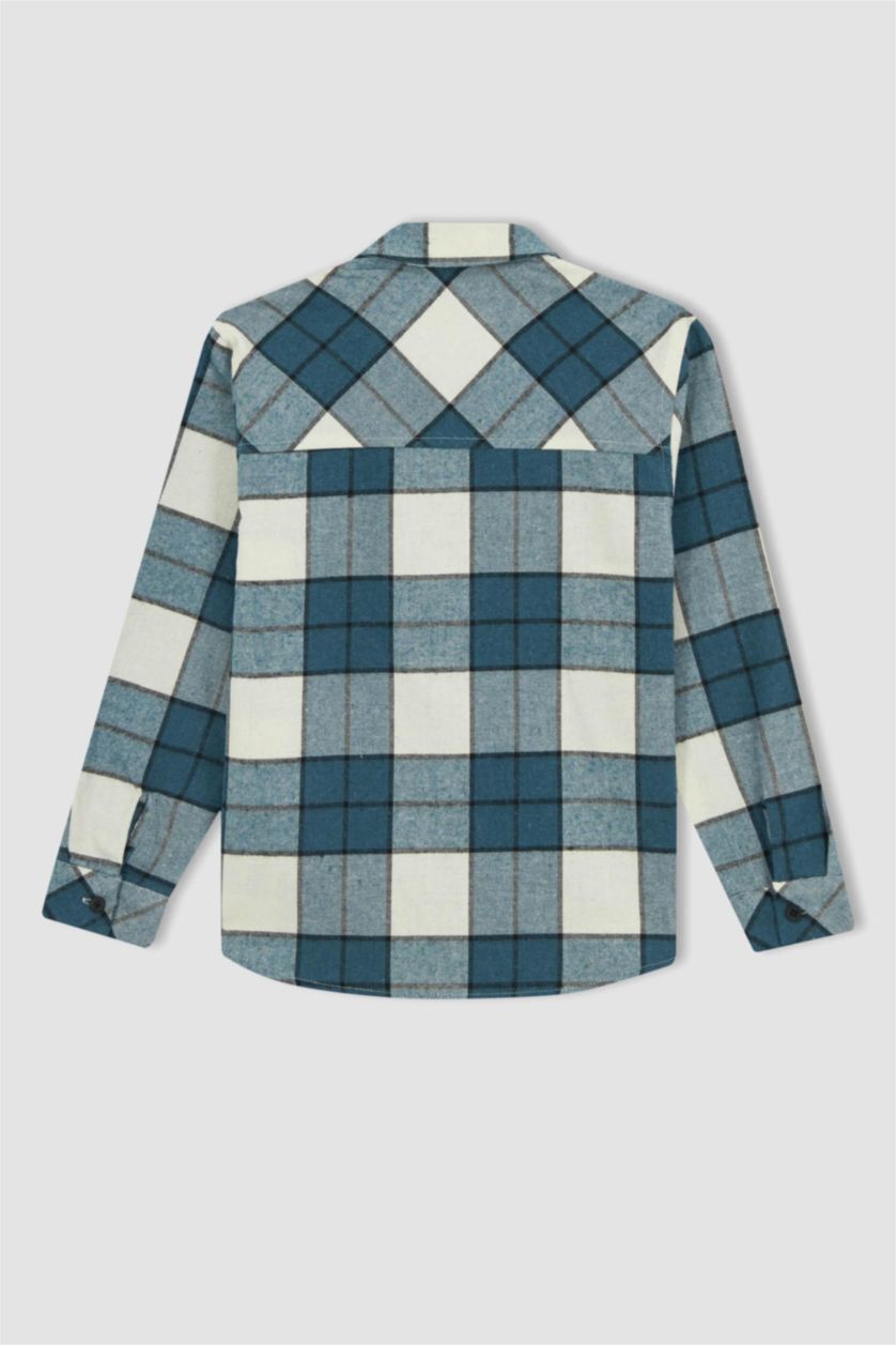 BOYS & TEENS Mint Boys Oversize Fit Checkered Long Sleeve Flannel Shirt