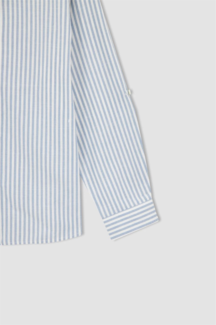 GARÇONS Bleu Chemise à manches longues aspect lin pour garçon