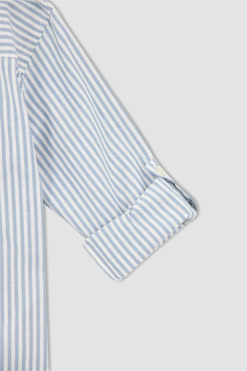 GARÇONS Bleu Chemise à manches longues aspect lin pour garçon