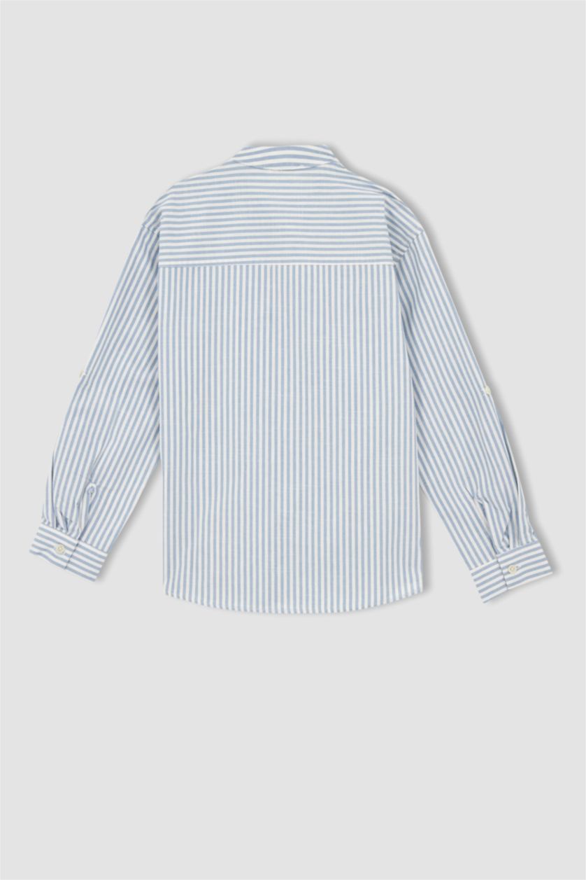 GARÇONS Bleu Chemise à manches longues aspect lin pour garçon