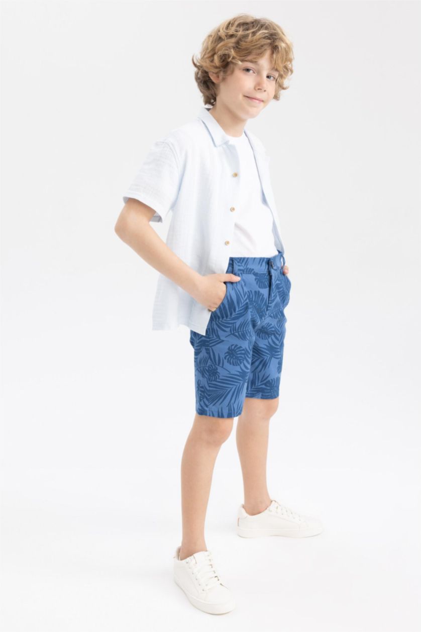 BOYS & TEENS Light Blue قميص نص كم موسلين قصة عادية