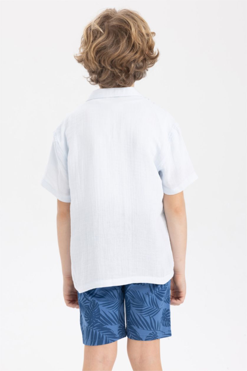 BOYS & TEENS Light Blue قميص نص كم موسلين قصة عادية