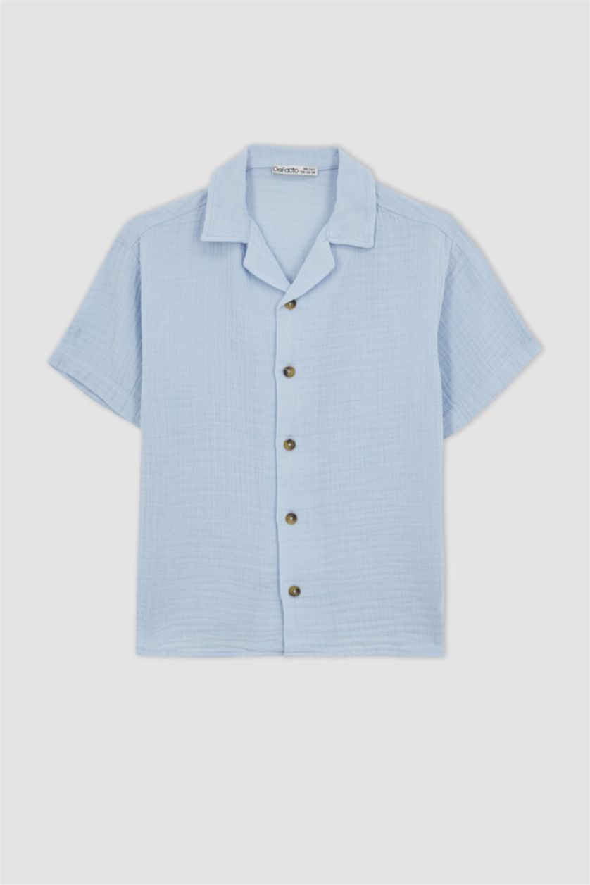 Boys & Teens Light Blue Boy Regular Fit Short Sleeve Jean Shirt