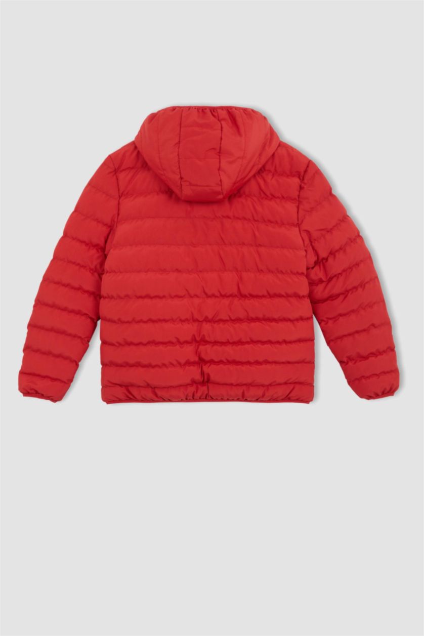 BOYS & TEENS Red Boy Hooded Fleece Lined Puffer Jacket