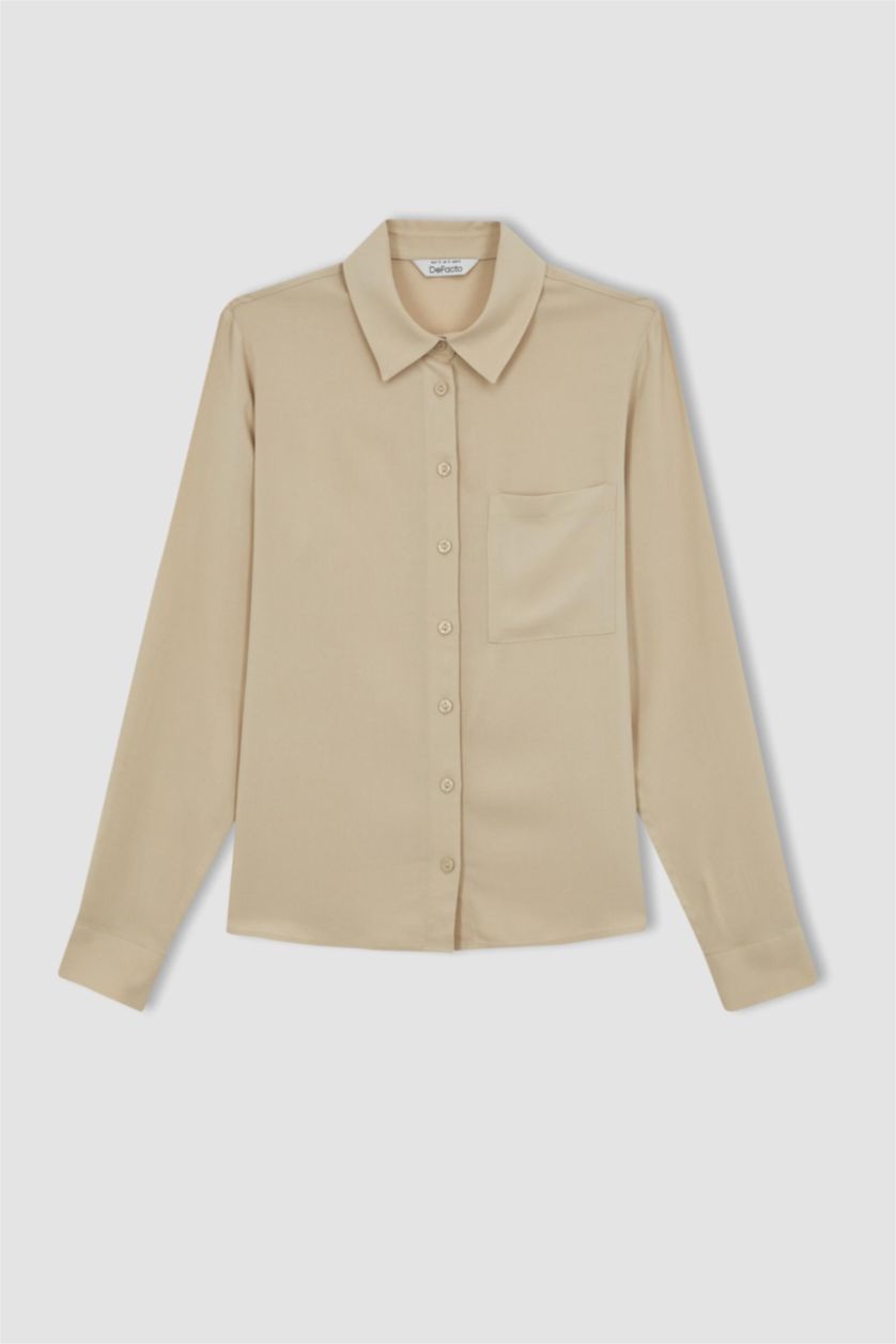 FEMME Beige Chemise classique basique à manches longues