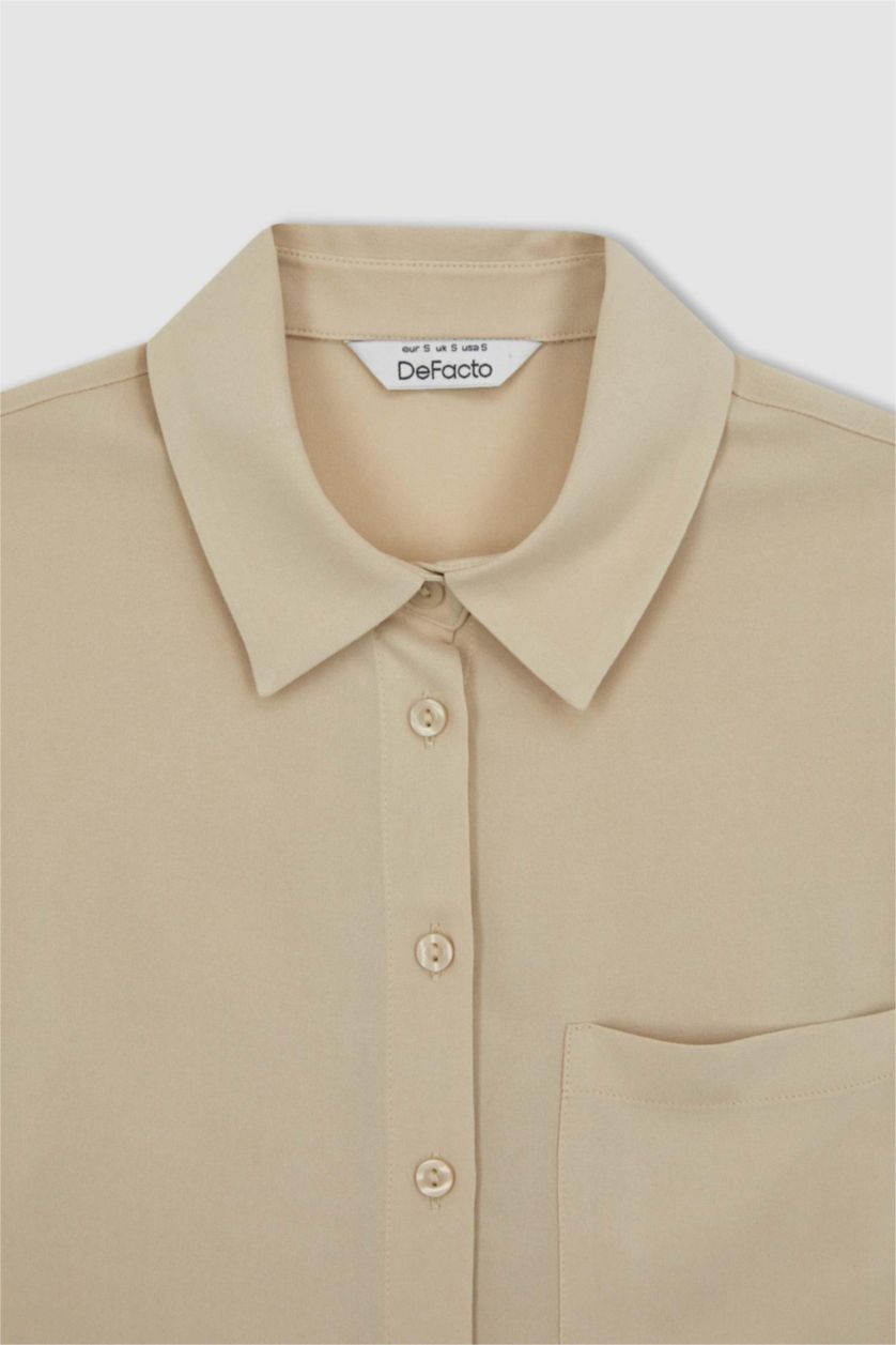 FEMME Beige Chemise classique basique à manches longues