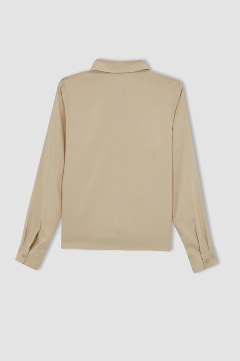 FEMME Beige Chemise classique basique à manches longues