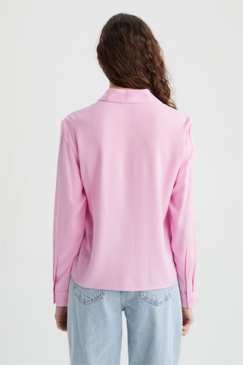 WOMAN Pink Regular Fit Shirt Collar Long Sleeve Shirt
