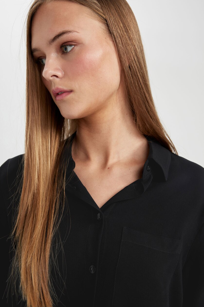نساء أسود Regular Fit Long Sleeve Shirt