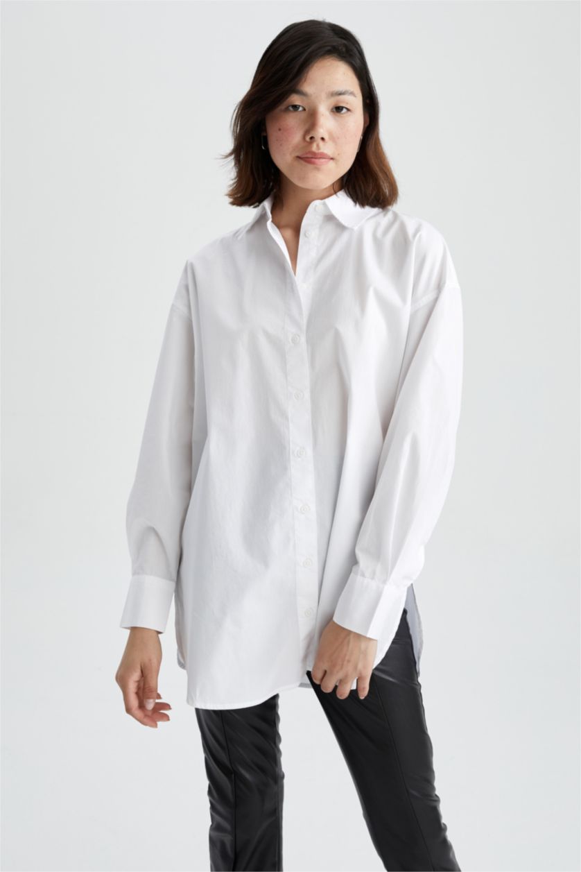 WOMAN White Oversize Fit Poplin Long Sleeve Tunic