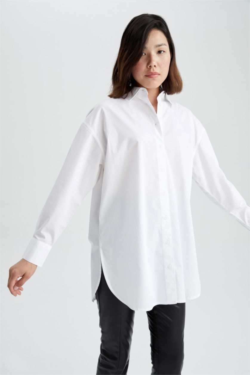 WOMAN White Oversize Fit Poplin Long Sleeve Tunic