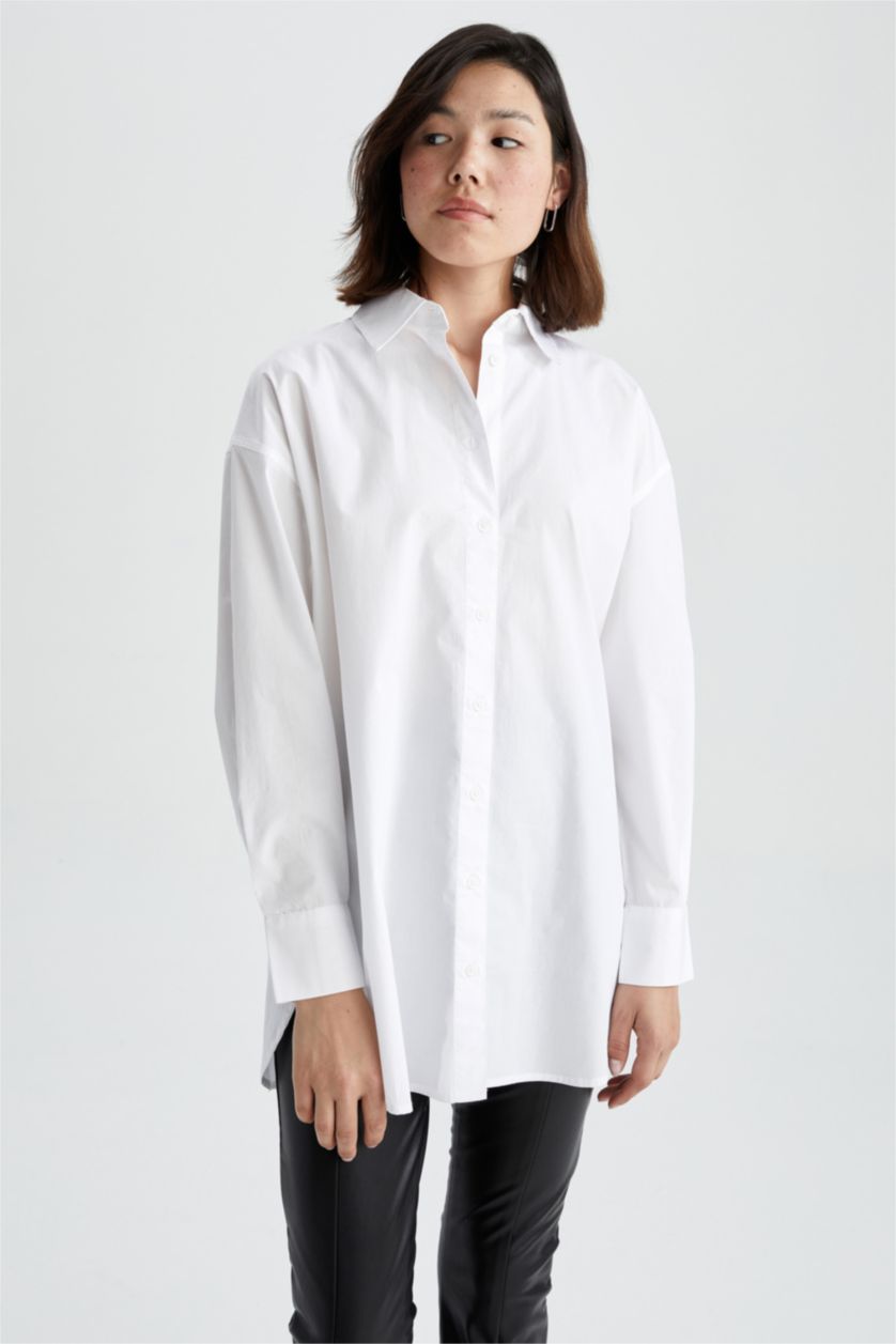 WOMAN White Oversize Fit Poplin Long Sleeve Tunic